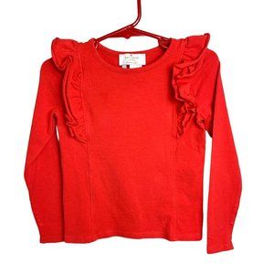 Kate Spade Red Ruffle Long Sleeve Tee Shirt Toddler Girls Size 3